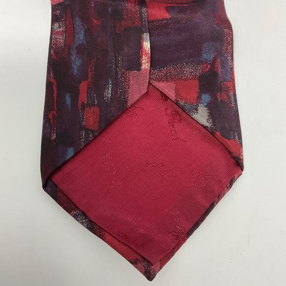 Vintage 1980 Made In Italy 100% Silk Red Abstract Necktie by Charleston Tie Rack - Picture 2 of 4